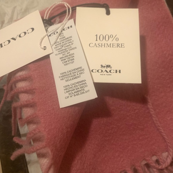 Cashmere Coach Pink Scarf - never worn with tags 100% authentic cashmere - Picture 1 of 5